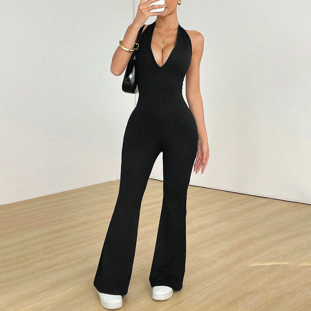 European and American hollow back tight fitting jumpsuit